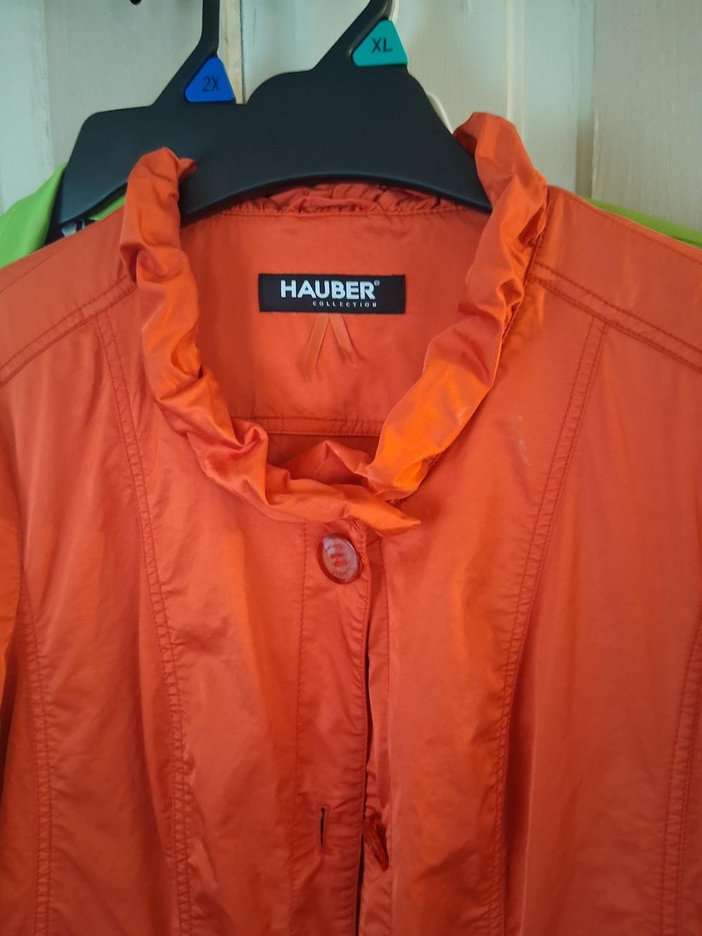 Hauber Women's Ruffle Collar Orange Jacket